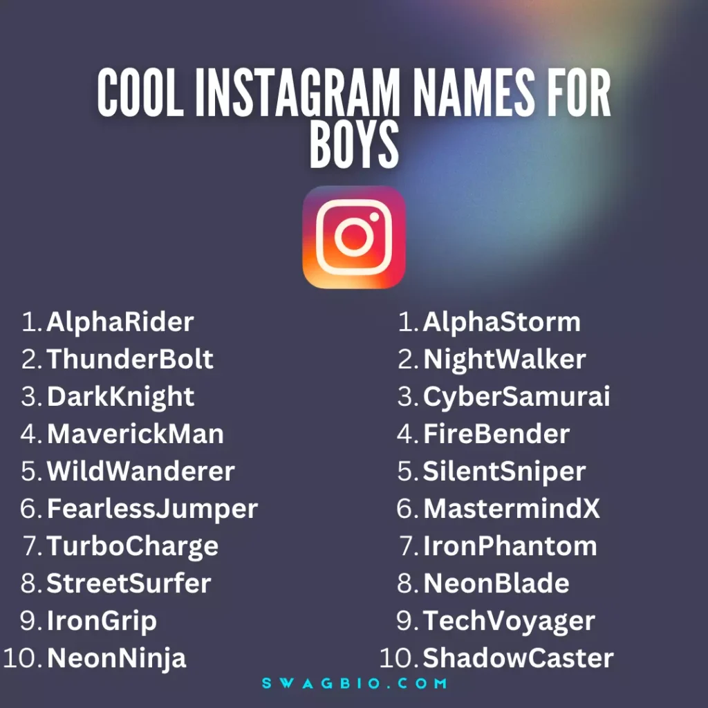 Best 200 Cool Instagram Names for Boys