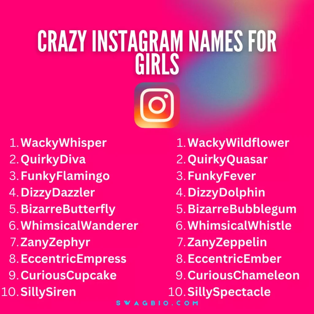 Best 200 Crazy Instagram names for girls