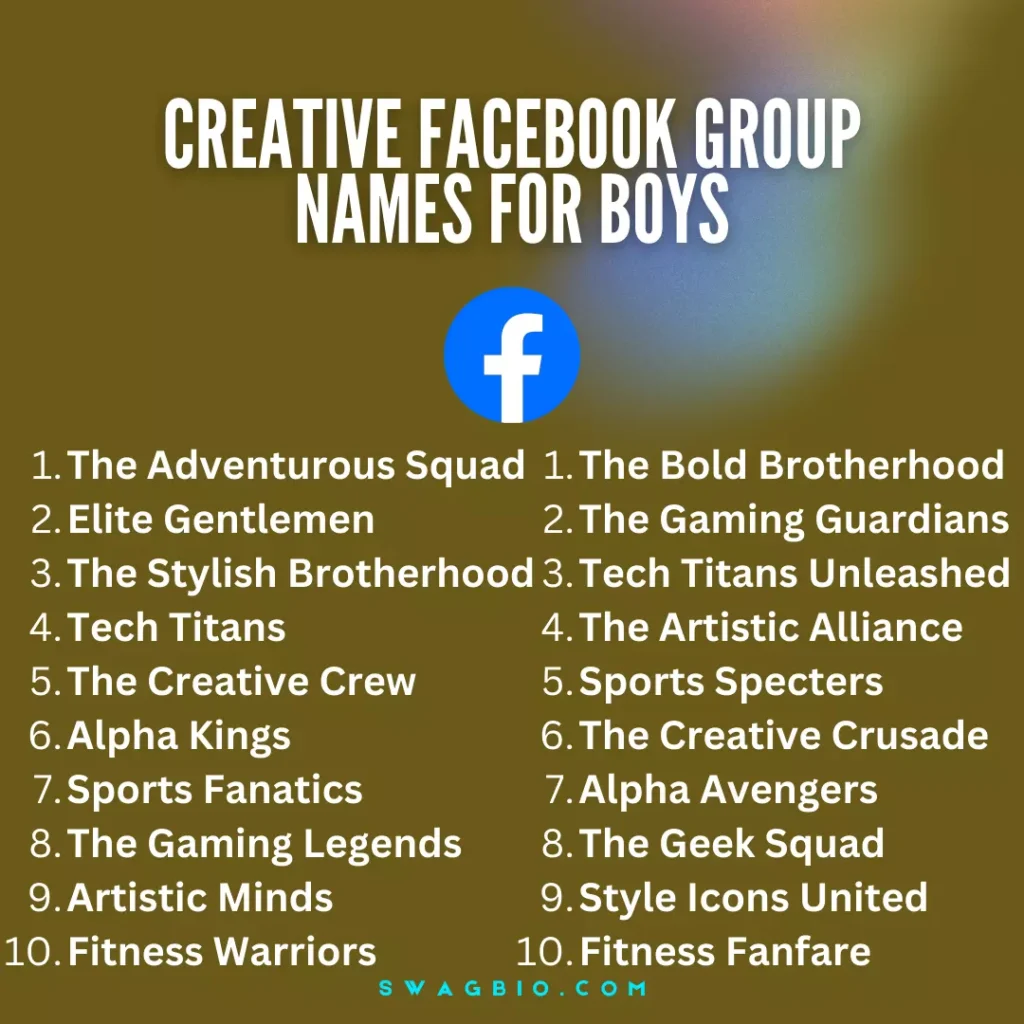 Best 200 Creative Facebook Group names for boys